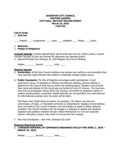 First page of the agenda