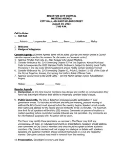 First page of the agenda packet