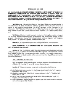 First page of Ordinance No. 2095, the City’s copy