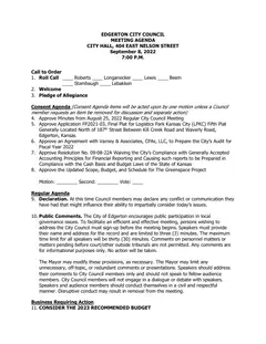 First page of the agenda packet