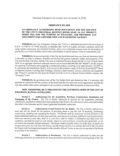 First page of Ordinance No. 2028, the City’s copy