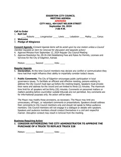First page of the agenda packet