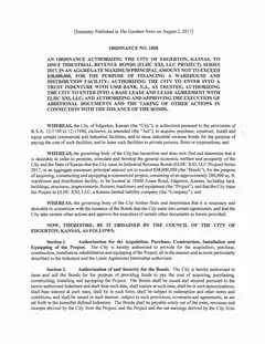 First page of Ordinance No. 1058, the City’s copy