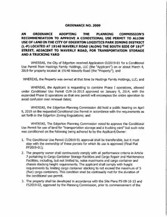 First page of Ordinance No. 2009, the City’s copy