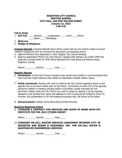 First page of the agenda packet
