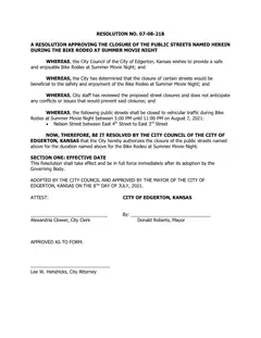First page of Resolution No. 07-08-21B, the City’s copy