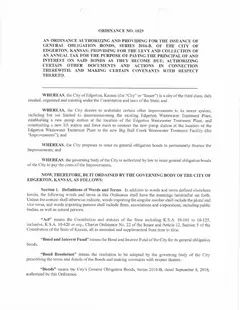 First page of Ordinance No. 1029, the City’s copy