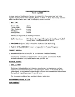 First page of the minutes