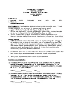 First page of the agenda packet