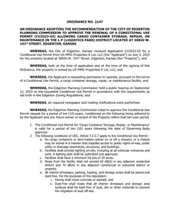 First page of Ordinance No. 2147, the City’s copy