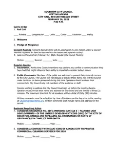 First page of the agenda packet