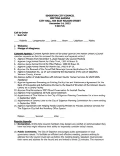 First page of the agenda