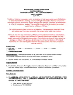 First page of the agenda