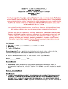 First page of the agenda packet