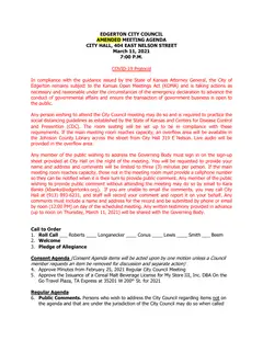 First page of the agenda