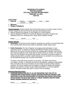 First page of the agenda packet