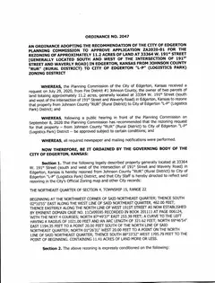 First page of Ordinance No. 2047, the City’s copy