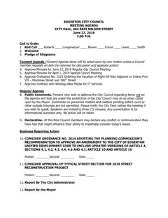 First page of the agenda packet