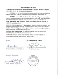 First page of Resolution No. 08-25-22A, the City’s copy