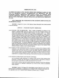 First page of Ordinance No. 2164, the City’s copy