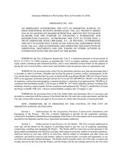First page of Ordinance No. 1039, the City’s copy