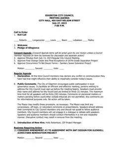 First page of the agenda