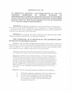 First page of Ordinance No. 1053, the City’s copy