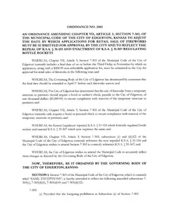 First page of Ordinance No. 2002, the City’s copy