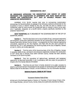 First page of Ordinance No. 2017, the City’s copy