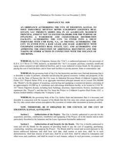 First page of Ordinance No. 1038, the City’s copy