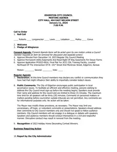 First page of the agenda packet
