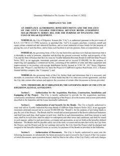 First page of Ordinance No. 2109, the City’s copy