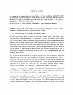 First page of Ordinance No. 2052, the City’s copy