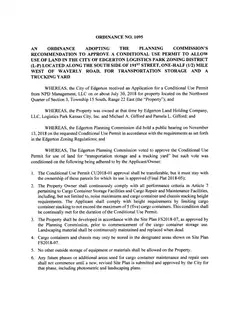 First page of Ordinance No. 1095, the City’s copy