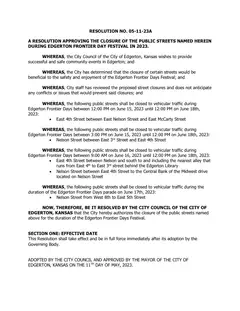 First page of Resolution No. 05-11-23A, the City’s copy