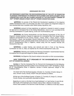 First page of Ordinance No. 2114, the City’s copy
