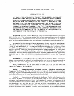 First page of Ordinance No. 1025, the City’s copy