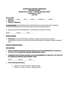 First page of the agenda packet