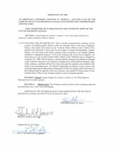First page of Ordinance No. 1086, the City’s copy