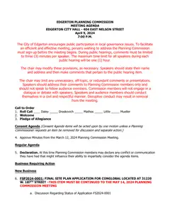 First page of the agenda packet