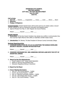 First page of the agenda packet