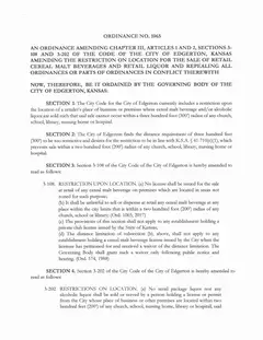 First page of Ordinance No. 1065, the City’s copy