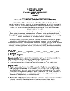 First page of the agenda