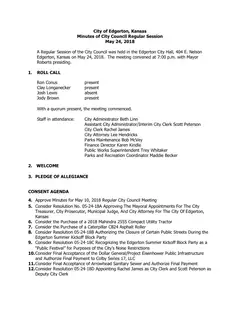 First page of the minutes