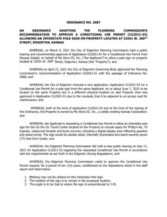 First page of Ordinance No. 2087, the City’s copy