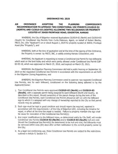 First page of Ordinance No. 2025, the City’s copy