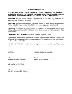 First page of Resolution No. 09-22-22D, the City’s copy