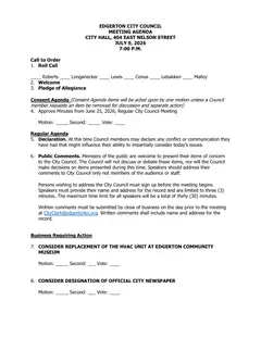 First page of the agenda