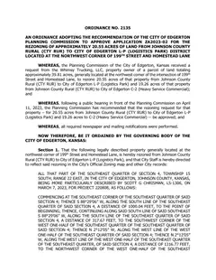 First page of Ordinance No. 2135, the City’s copy