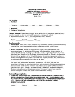 First page of the agenda
